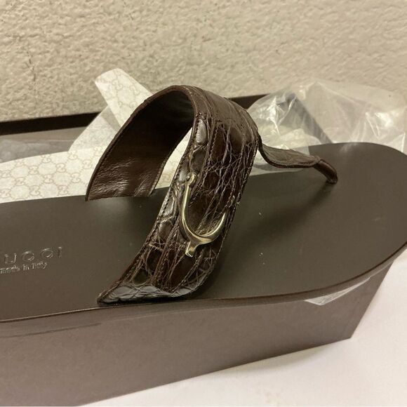 New with box Mens Gucci crocodile embossed leather Sandals size 14.5 with COA main image 6